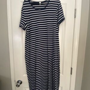 Old Navy Blue and White Raglan Maxi Dress